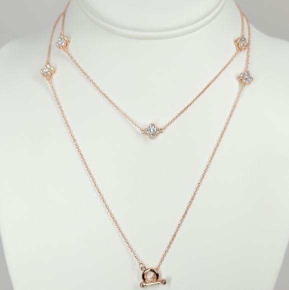 NEW Clover Pave Double Sides CZ Choker Necklace - Picture 12 of 16